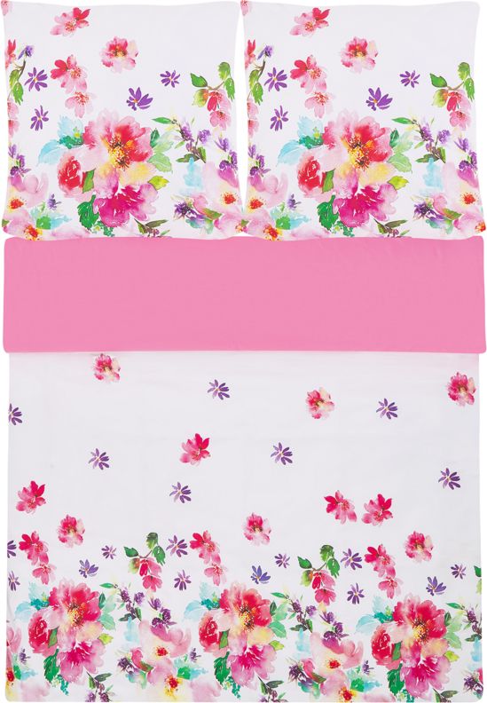 Beliani Komplet pościeli bawełnianej LarynHill 155x220 cm biało-różowy