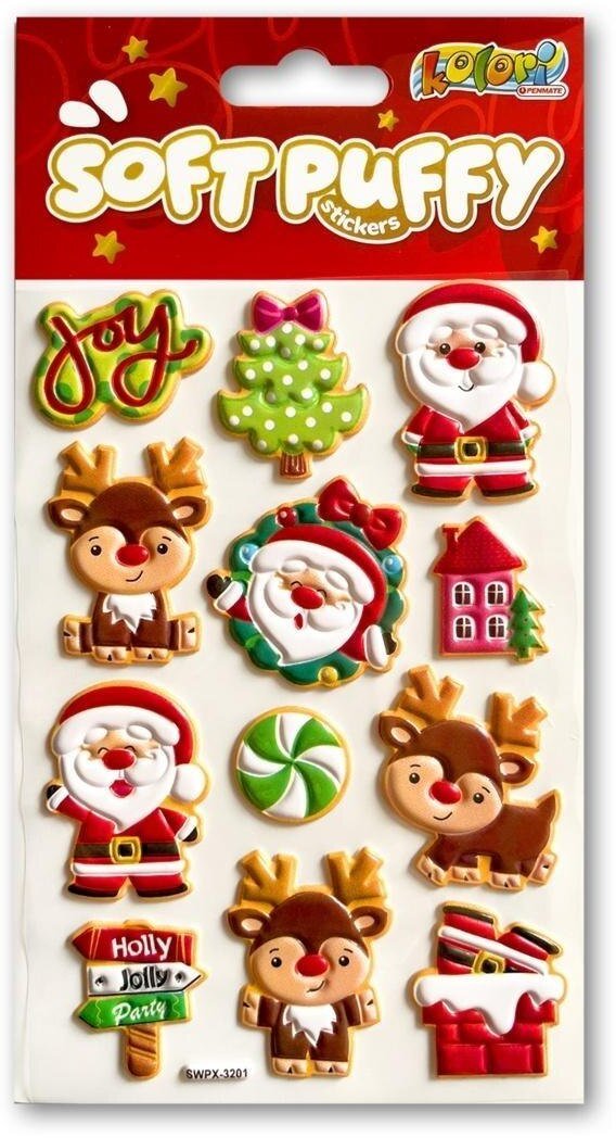 Naklejki puffy Christmas Santa and Reindeer
