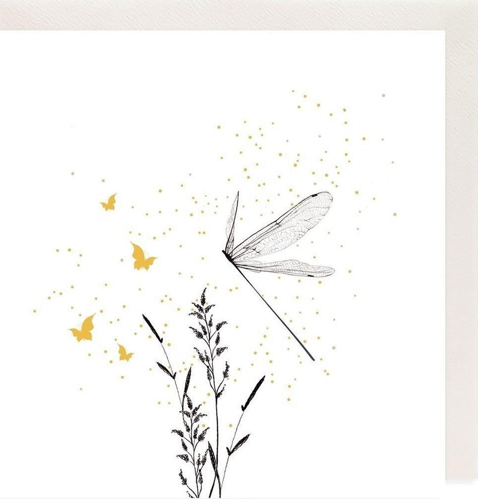 Clear Creation Karnet Złocony kwadrat CL3811_BL Ważka