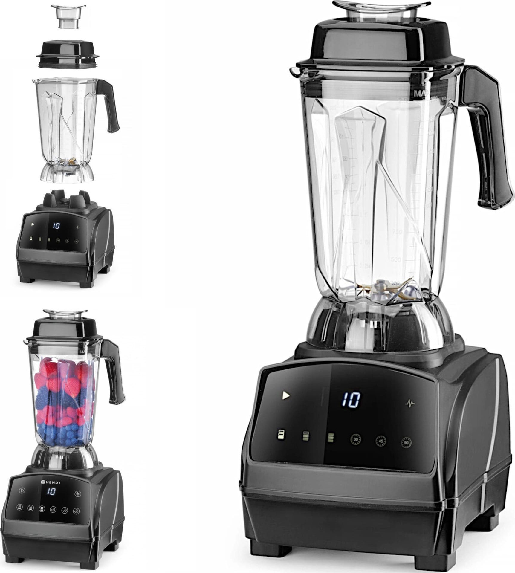 Blender kielichowy Hendi Blender barmański barowy elektroniczny 3 prędkości timer 2.5 l 1680 W