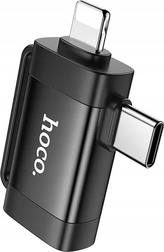 Adapter USB Hoco HOCO adapter OTG 2w1 Typ C (męski) / Lightning (męski) do USB A (żeński) UA31F czarny