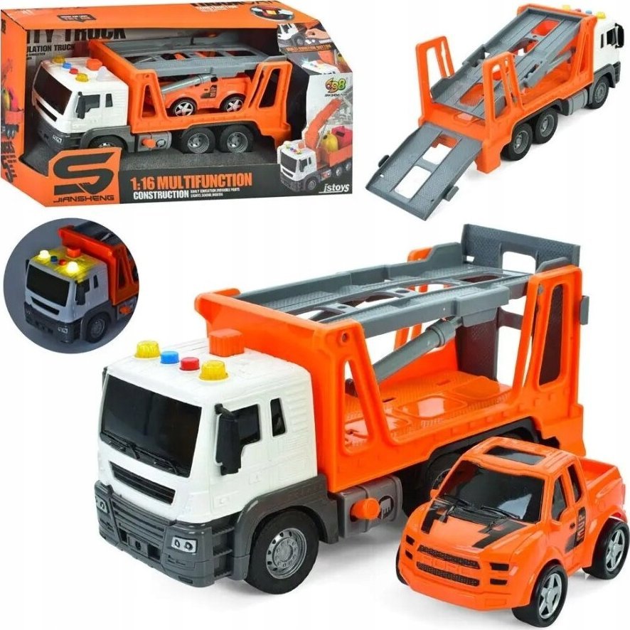 Multifunkcyjna Ciężarówka, Laweta, Transporter + Samochód Pomoc Drogowa 1:16 Auto