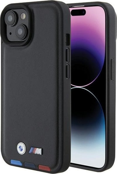 BMW Etui BMW BMHCP15S22PTDK Apple iPhone 15 Leather Stamp Tricolor czarny/black