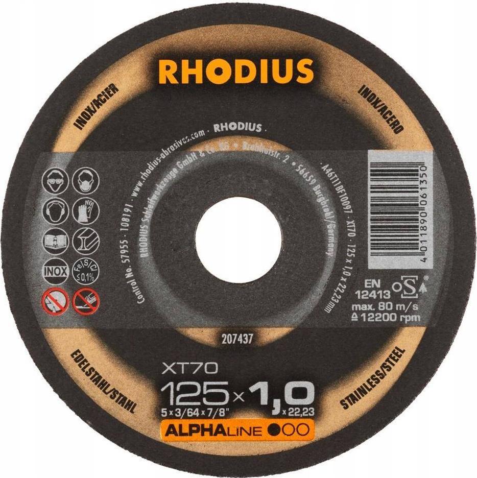 Rhodius Tarcza do cięcia metal + inox 125x1.0 XT70 RHODIUS