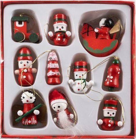 Ruhhy Bombki zawieszki choinkowe drewniane 10 szt. Ozdoby na choinkę