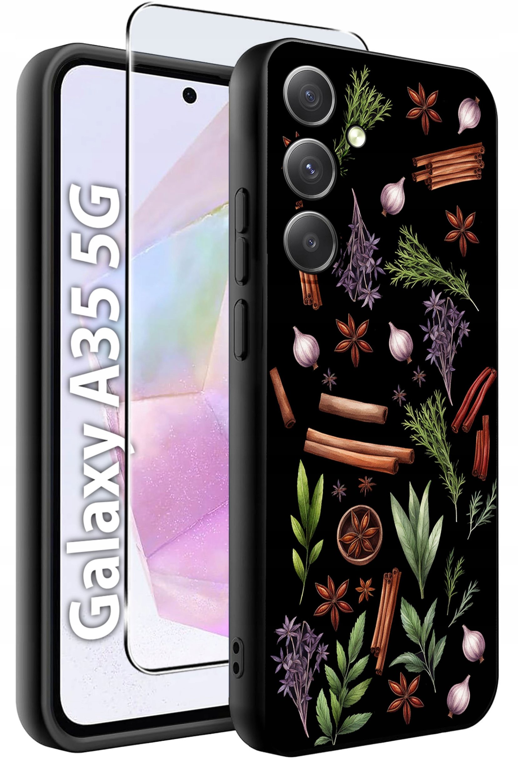 ETUI do Samsung A35 5G WZORY | SILIKONOWE MATT CASE + SZKŁO HARTOWANE 9H