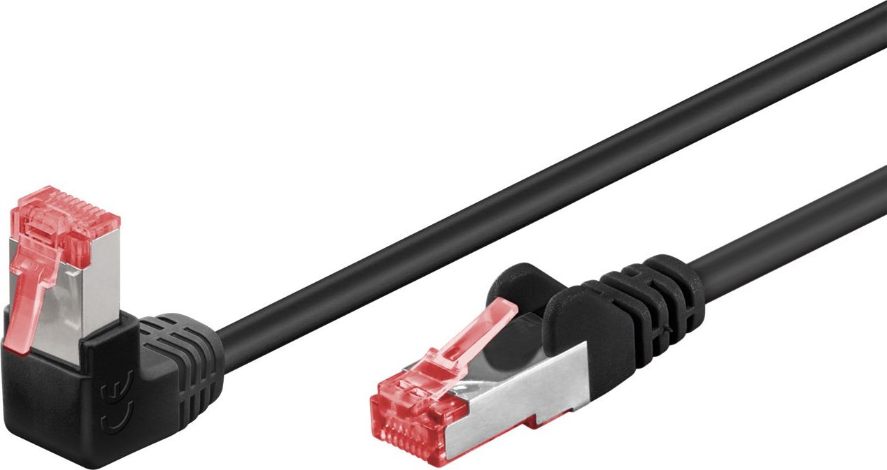 Goobay GOOBAY Patchcord S/FTP Kat. 6 Prosty / Kątowy 90 Czarny 1m