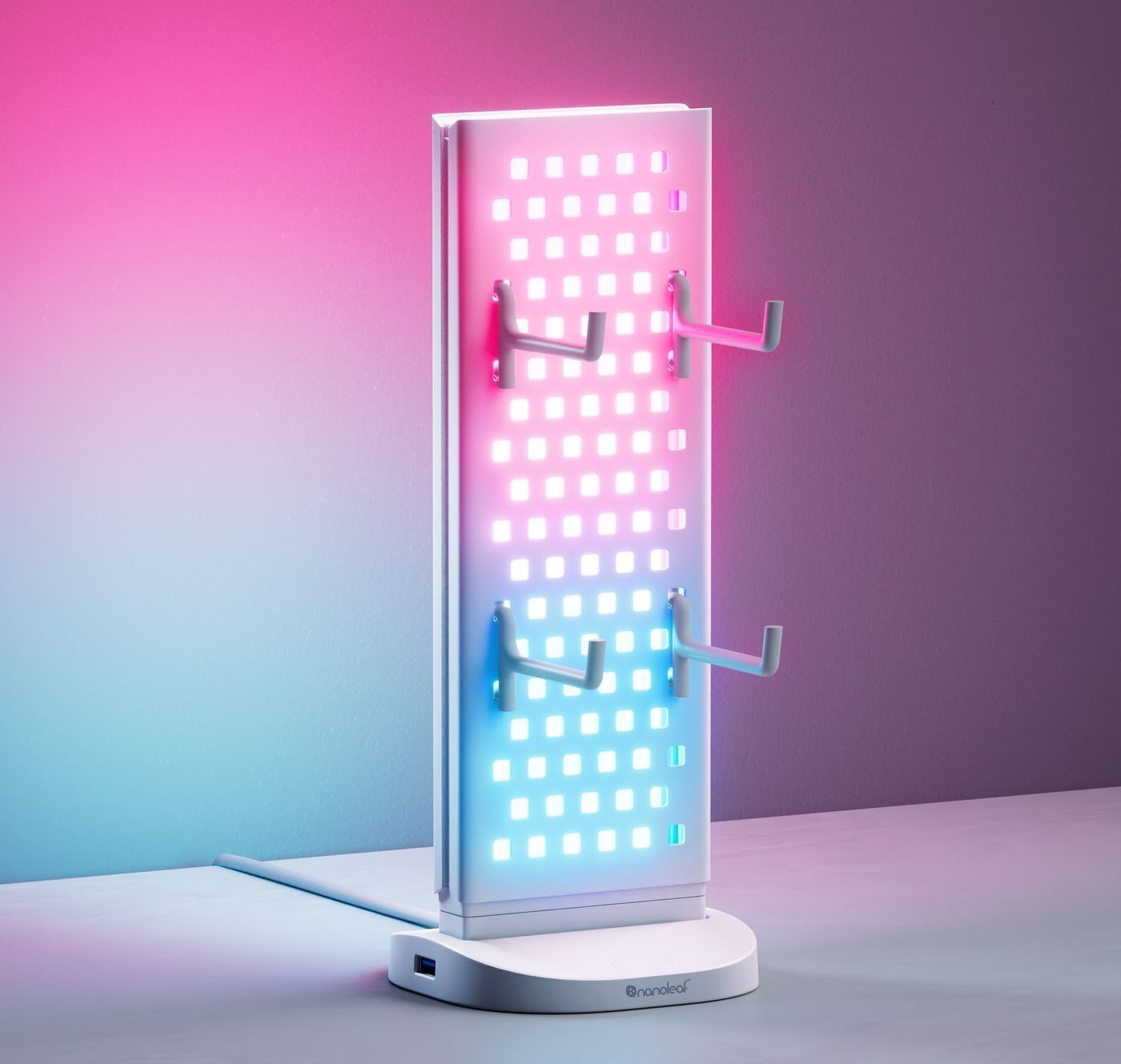 Nanoleaf Pegboard Desk Dock - podświetlana stacja dokująca do urządzeń peryferyjnych (white)