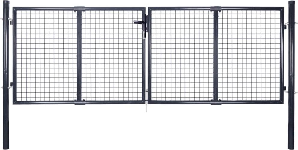 vidaXL Brama ogrodowa z siatki, galwanizowana stal, 289x100 cm, szara
