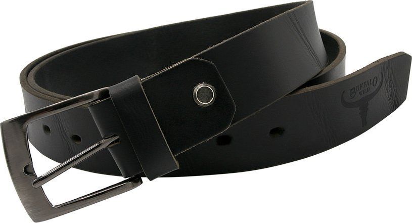 Buffalo Wild Solidny, skórzany pasek męski ze srebrną klamrą Buffalo Wild 105