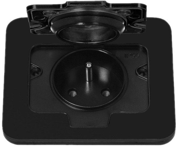 Hermetyczne gniazdo elektryczne prostokątne, IP55, czarne