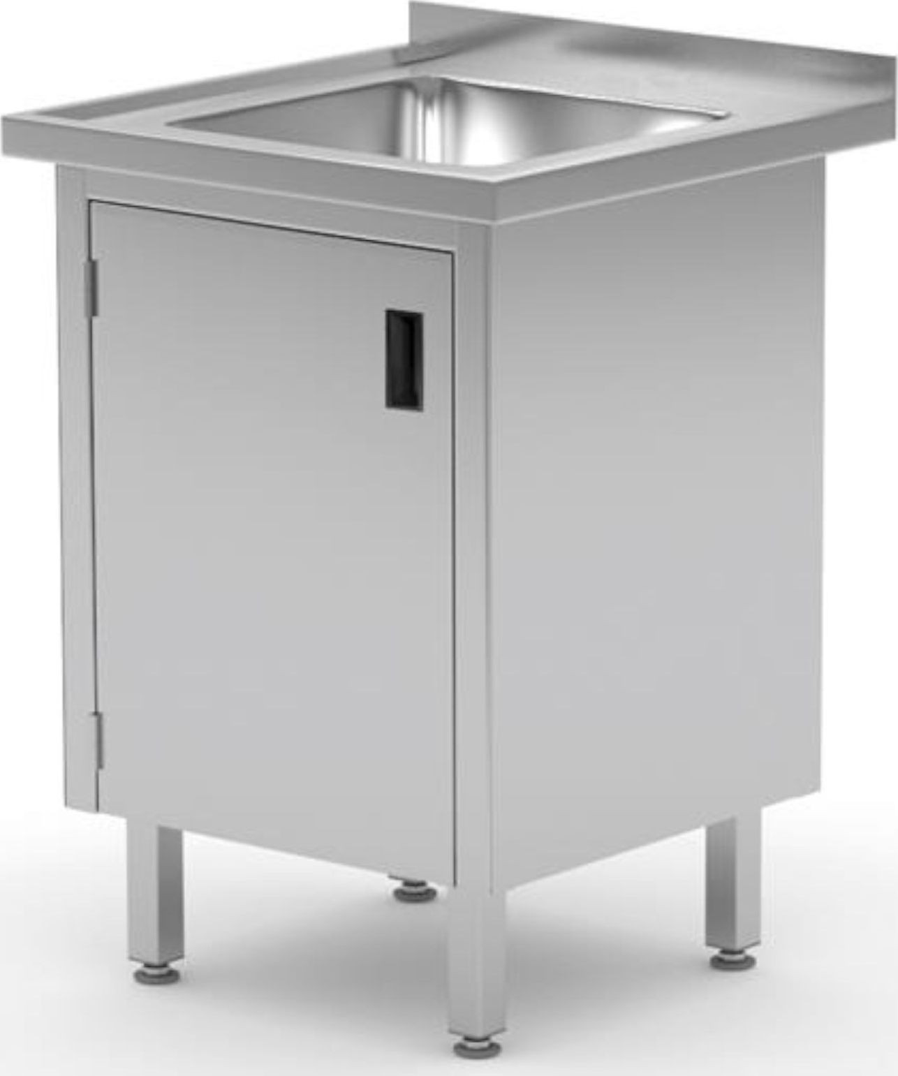 Hendi Zlew roboczy gastronomiczny z szafką z drzwiami na zawiasach spawany 50x60x85 cm - Hendi 813492 Zlew roboczy gastronomiczny z szafką z drzwiami