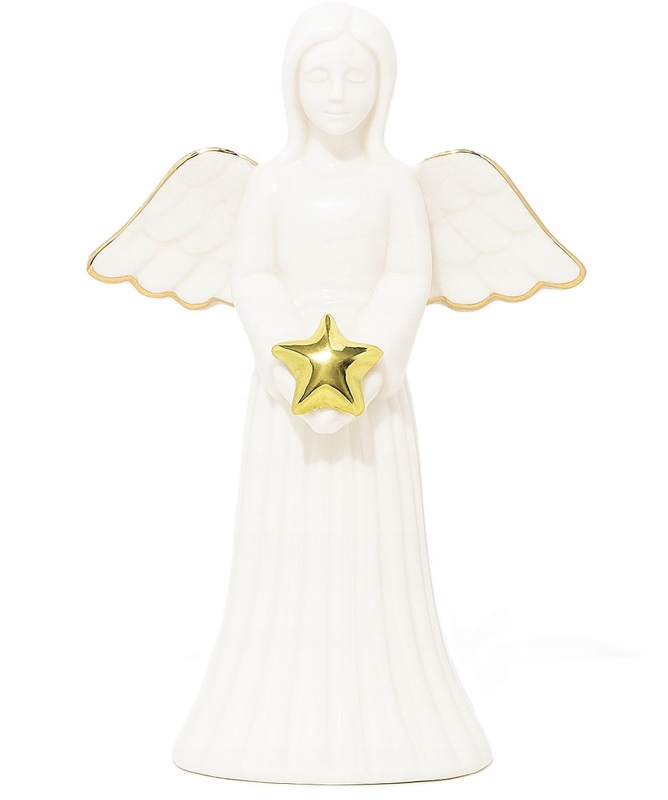 Figurka świąteczna z dolomitu Anioł stojący Biały 14cm 1szt