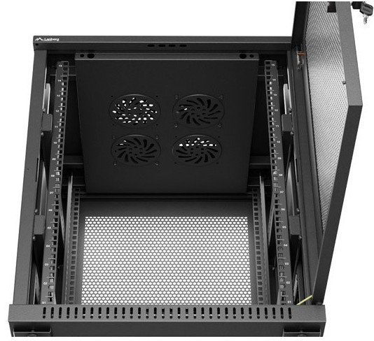 Szafa Lanberg Szafa inastalacyjna rack 19'' 15U 600x600 czarna drzwi perforowane (flat pack)
