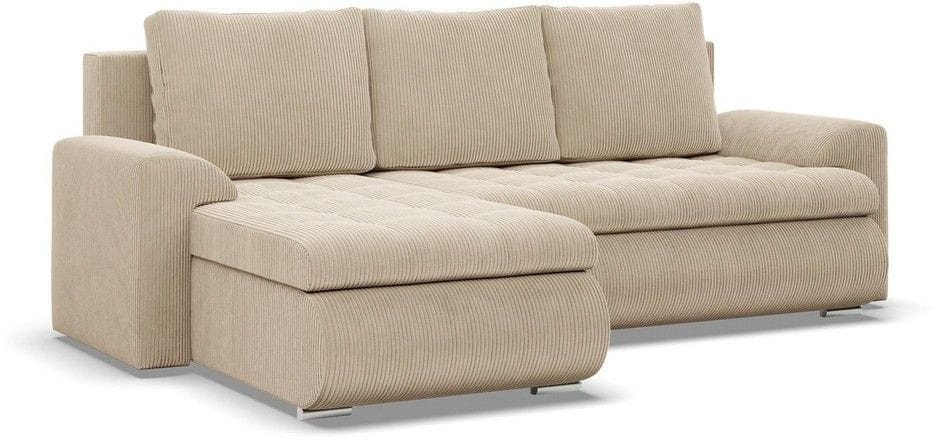 Narożnik rozkładany, lewy, Bosco, sztruks, 230x159x89 cm, beżowy | TYLETEGOTU