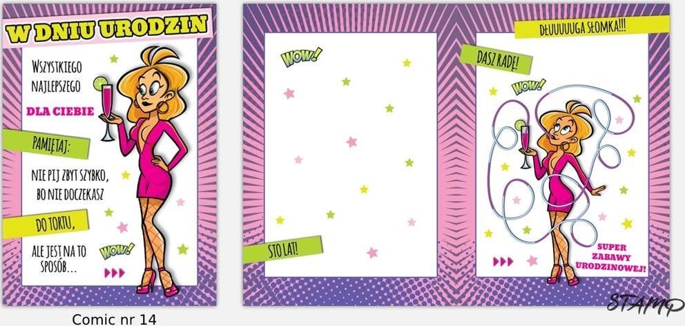 Stamp Karnet Comic B6 + koperta wzór nr 14 Urodziny