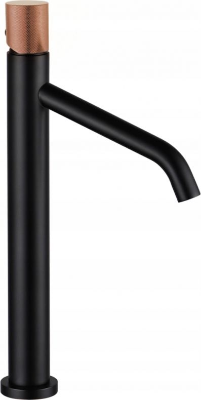 Bateria umywalkowa Mexen Rumba stojąca czarny mat + różówe złoto