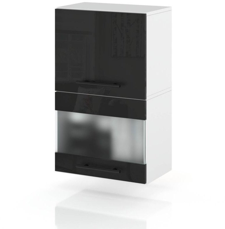 Szafka Kuchenna Wisząca Witryna Klapowa 40cm Spremium Czarny Połysk
