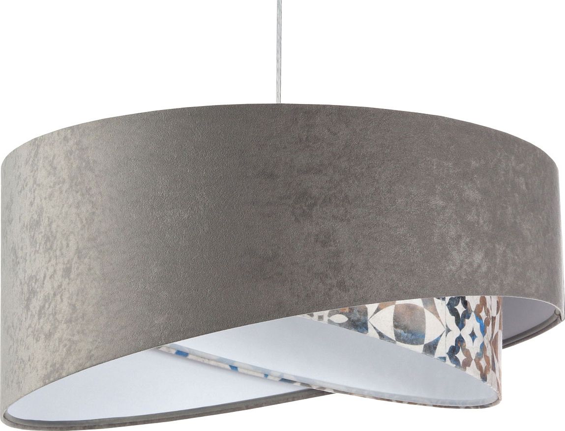Lampa wisząca Lumes Szara welurowa lampa wisząca z wzorem - EXX26-Soneva