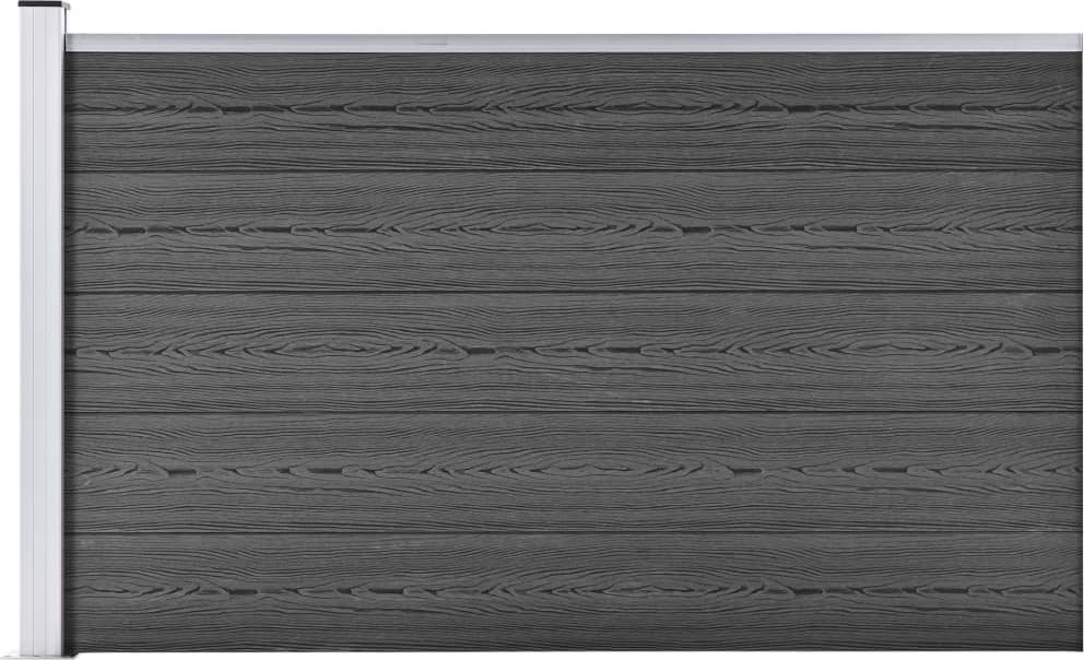 vidaXL Panel ogrodzeniowy, WPC, 175x105 cm, czarny