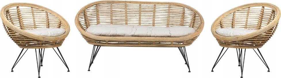 Beliani Zestaw ogrodowy rattanowy 4-osobowy naturalny MARATEA