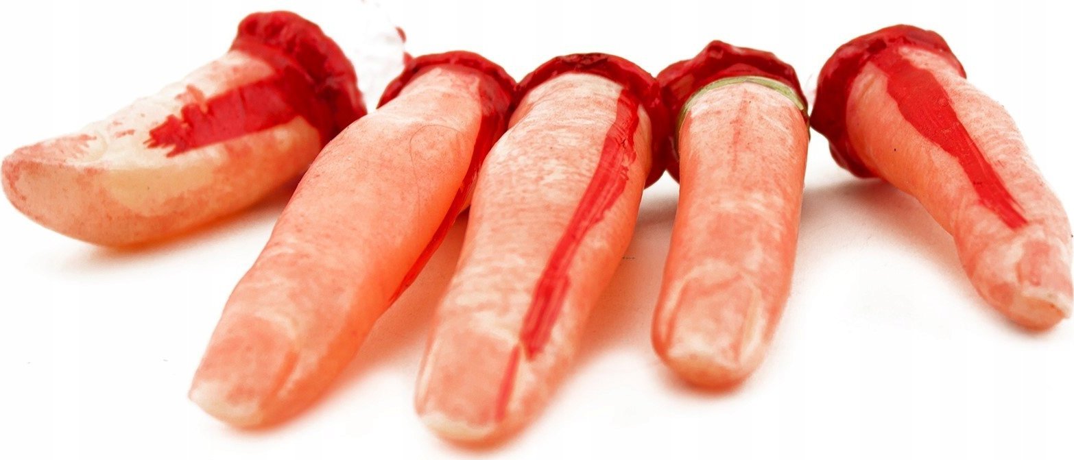 Korbi ODCIĘTE SZTUCZNE PALCE HALLOWEEN KREW 5SZT FINGERS