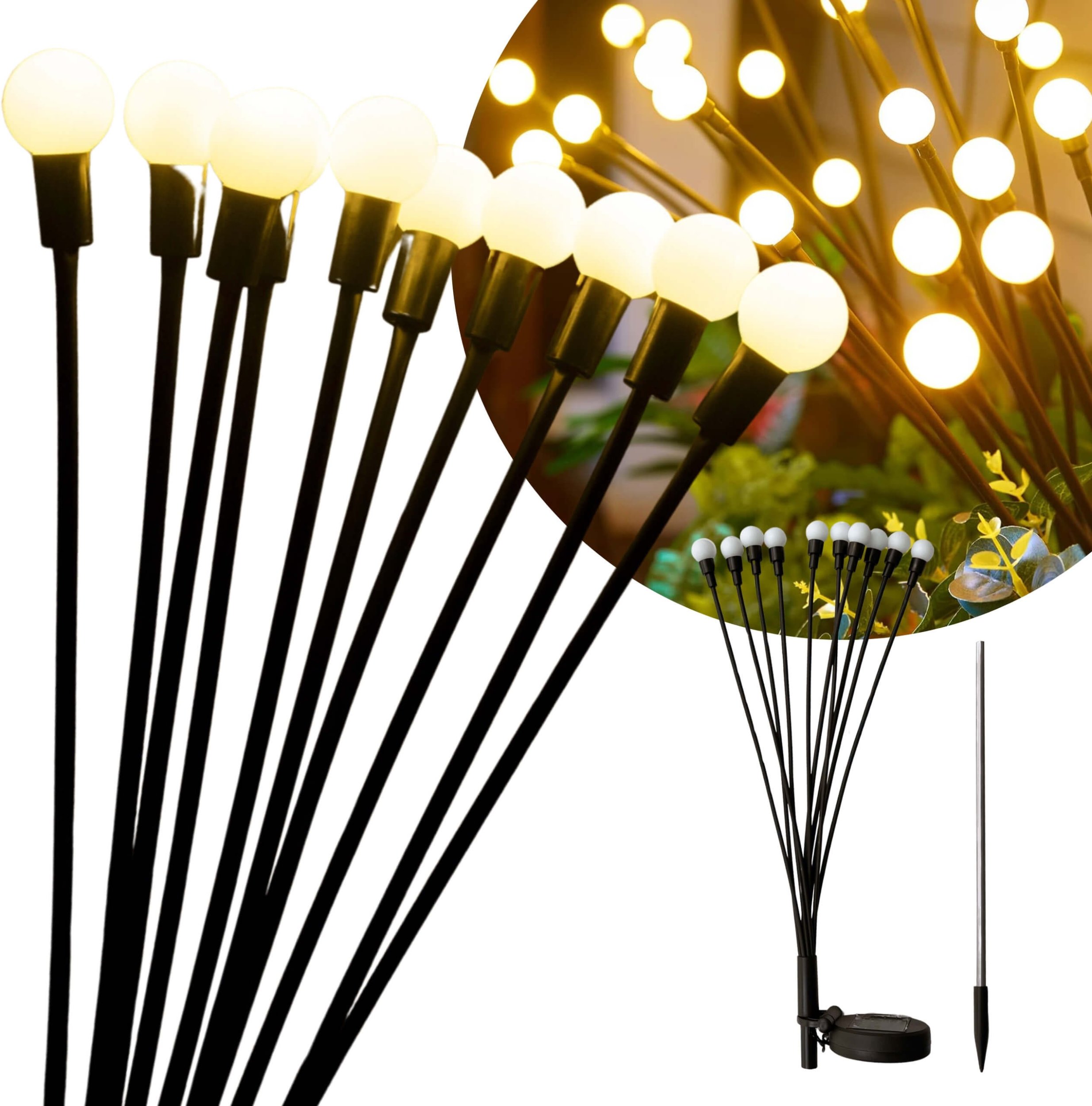 BLIXTAR Lampa Solarna Ogrodowa 10x LED Wbijane Drzewko Kulki Oświetlenie