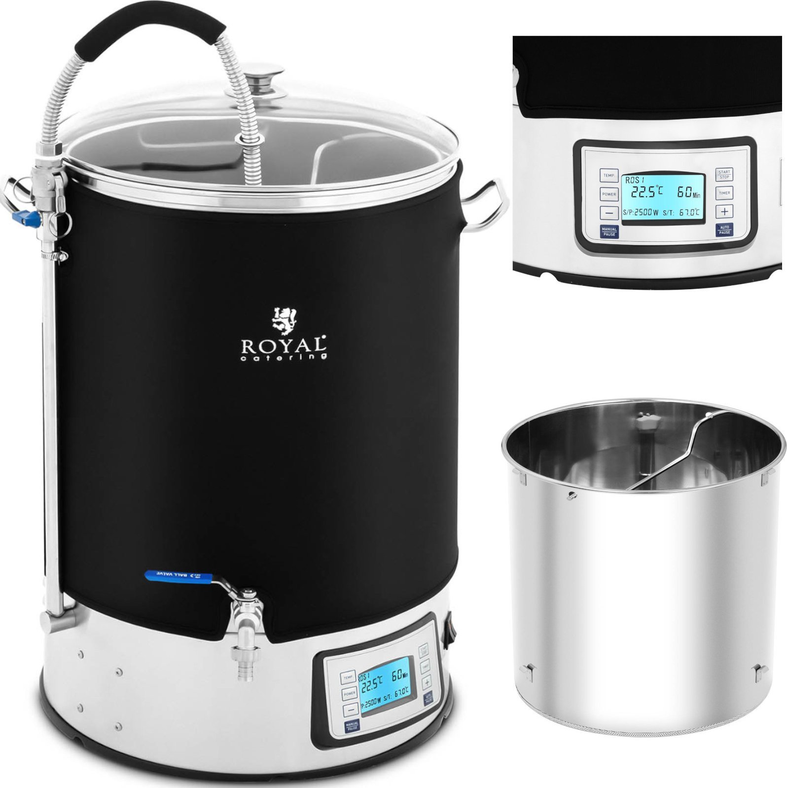 Royal Catering Kocioł warzelny zacierny do produkcji piwa brzeczki LCD 10-100C 40 l Kocioł warzelny zacierny do produkcji piwa brzeczki LCD 10-100C 40