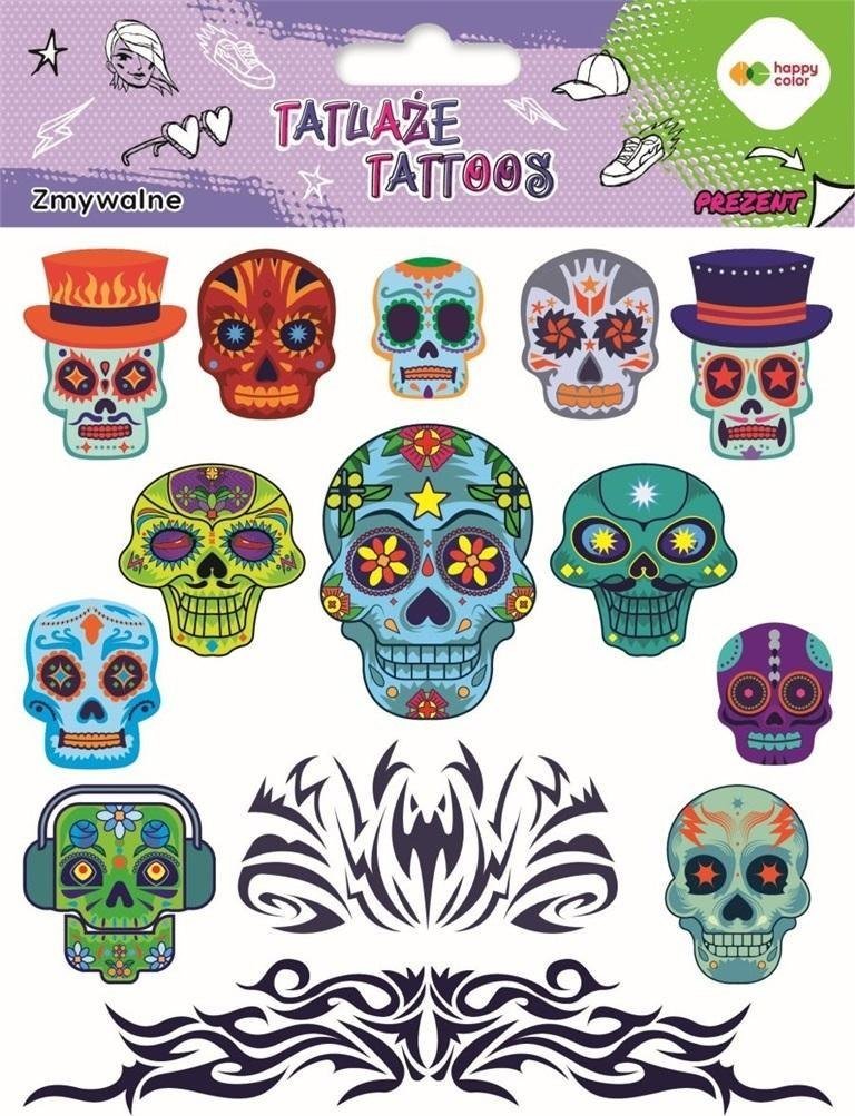 Tatuaże zmywalne Blue skulls HAPPY COLOR