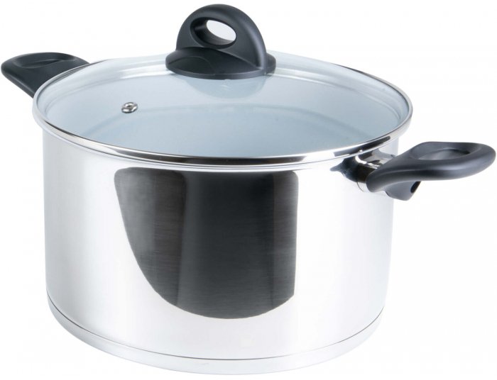 Cerafit Steel pot 24cm (stainless steel/grey, with design glass lid)