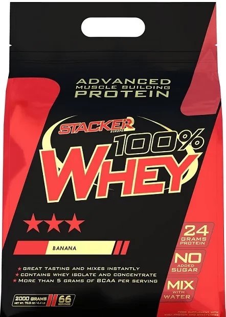 Stacker2 Europe - Białko, 100% Whey, Banan, Proszek, 2000g