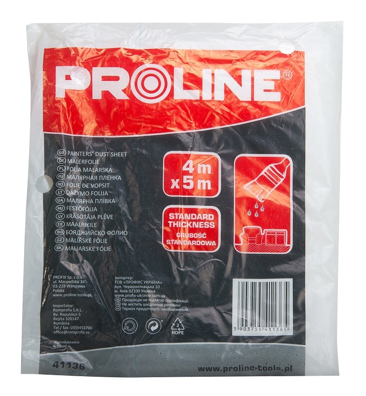 Folia malarska Pro-Line cienka 4 x 5m (41136)