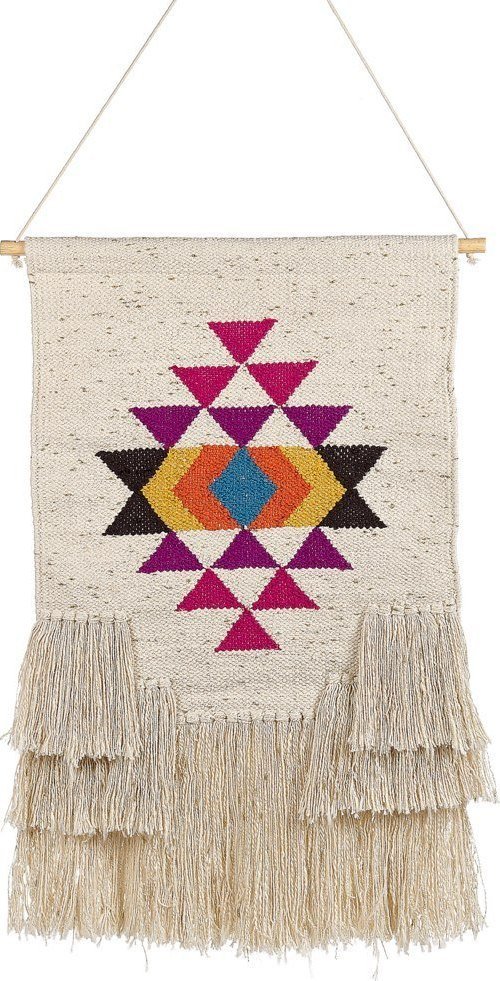 Beliani Dekoracja ścienna z frędzlami bawełniana beżowa VEHARI