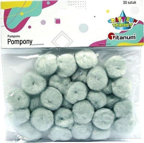 Titanum Pompony akrylowe 25mm szare 30szt