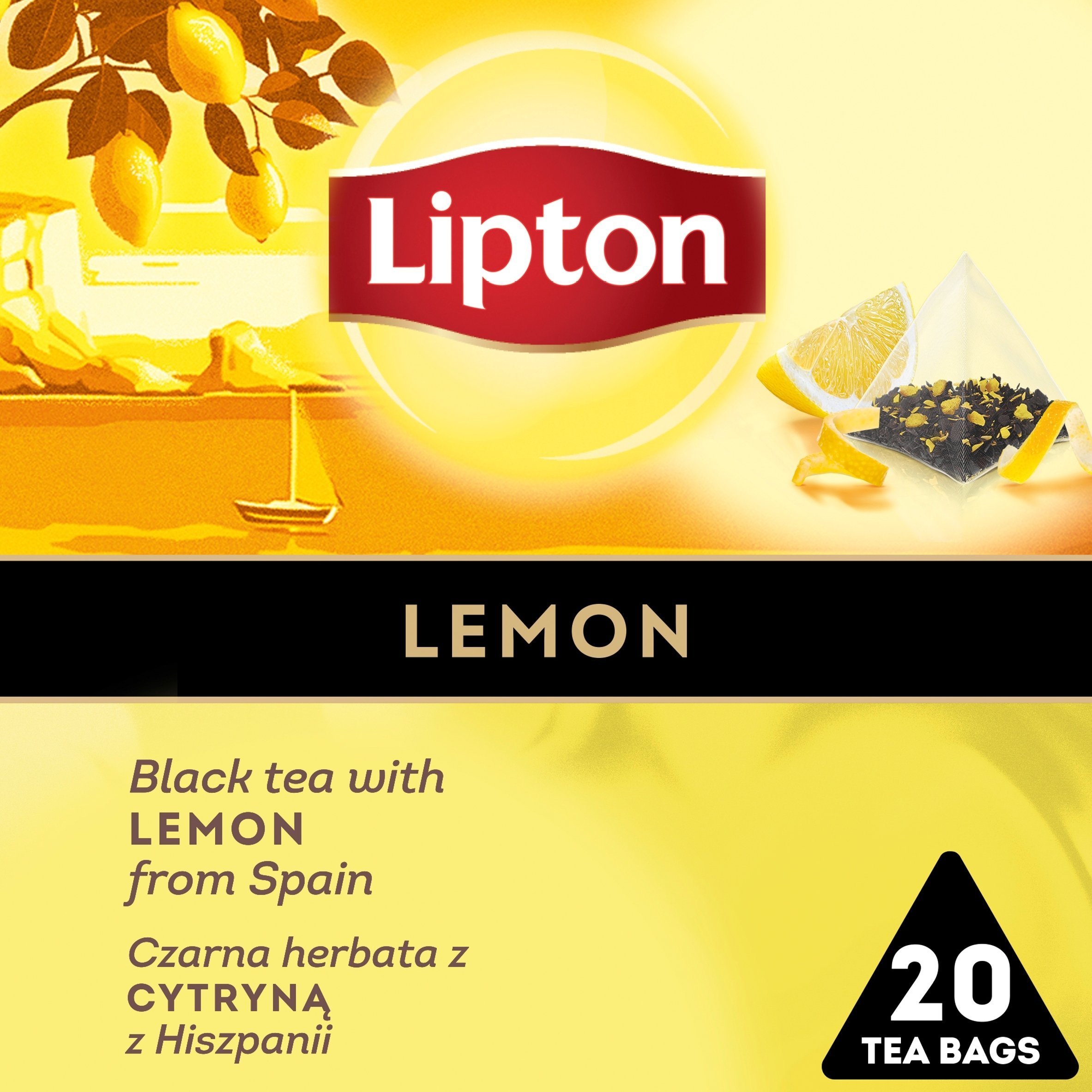 Lipton Herbata LIPTON, piramidki, czarna, cytryna, 20 torebek