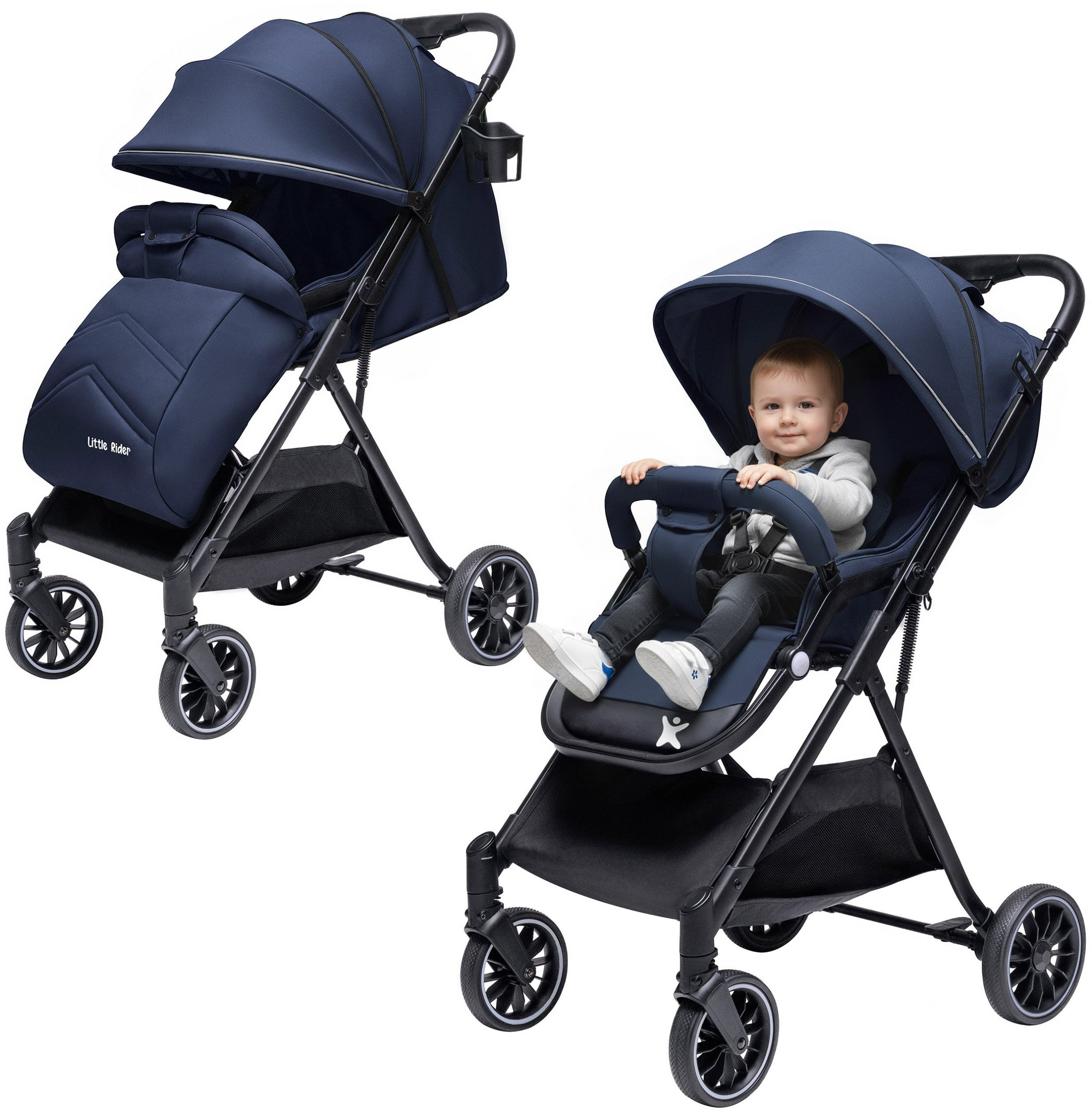 WÓZEK DZIECIĘCY SPACERÓWKA LITTLE RIDER ZEFIR GRANATOWY