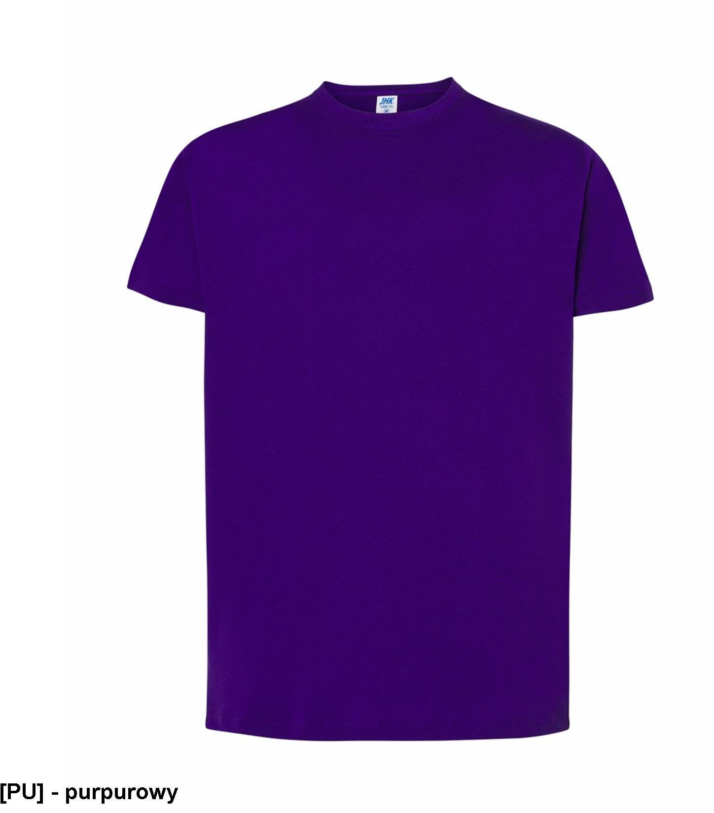 T-shirt JHK TSRA 150 - męski z krótkim rękawem wzmocniony lycrą ściągacz, 100% bawełna, 155-160g - purpurowy 2XL