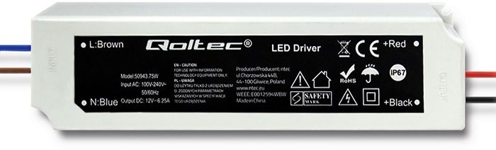 Qoltec Zasilacz LED Driver 75W 6.25A (50943)