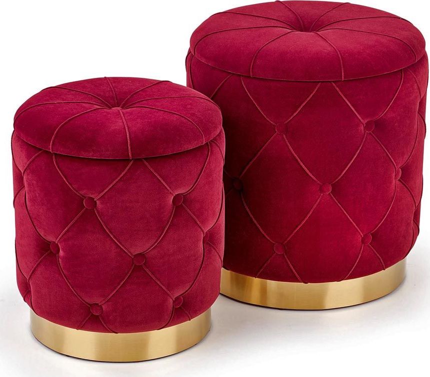 Elior Zestaw puf okrągłych Betty - bordo