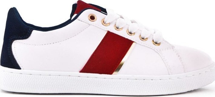 BELLO STAR Trampki eko skóra z czerwonym paskiem białe-38