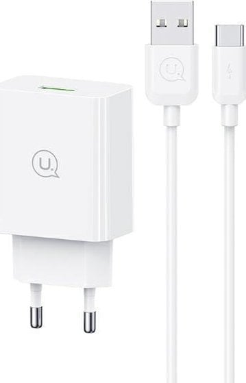 Ładowarka Usams USAMS Ład. siec. 18W + kabel USB-C/USB-A 1m Fast Charging biały/white series SC SCXLTZ02