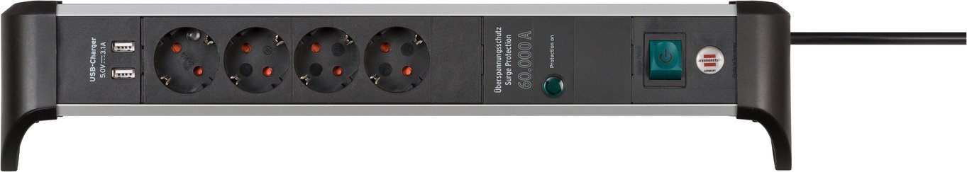 Brennenstuhl 1391020410 18 M 4X Gniazdo Czarny Srebrny