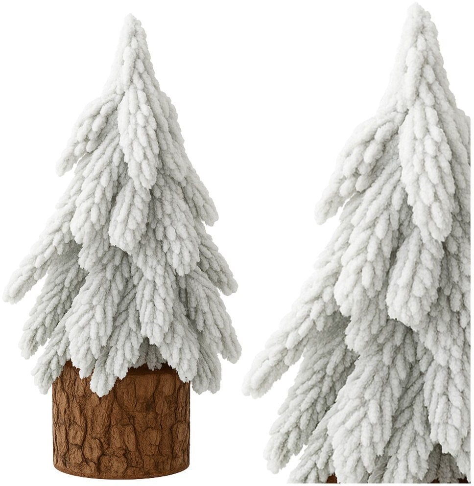 Choinka Ozdobna Dekoracyjna Sztuczna Na Pniu Pokryta Śniegiem 30 x 10 cm