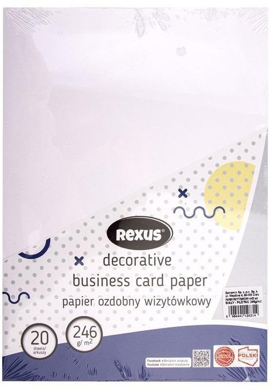 Papier wizytówkowy A4/20ark biały - płótno