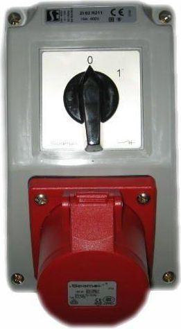 Spamel Zestaw instalacyjny z gniazdem 32A 4P 0-1 czerwony (ZI02R341)