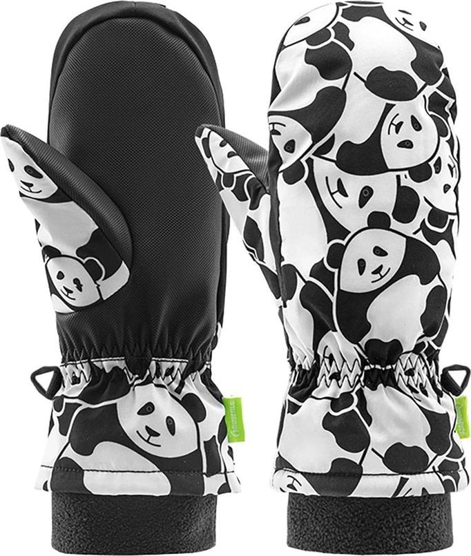 Kombi Rękawice narciarskie Qunature Panda Heat Transfer dziecięce rozmiar S - czarne/białe