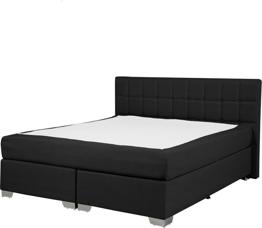 Beliani Łóżko kontynentalne tapicerowane 140 x 200 cm czarne ADMIRAL