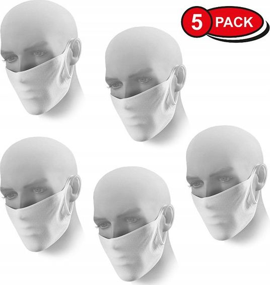Maska Ochronna Wielorazowa Antywirusowa Dwuwarstwowa Biała 5 szt.