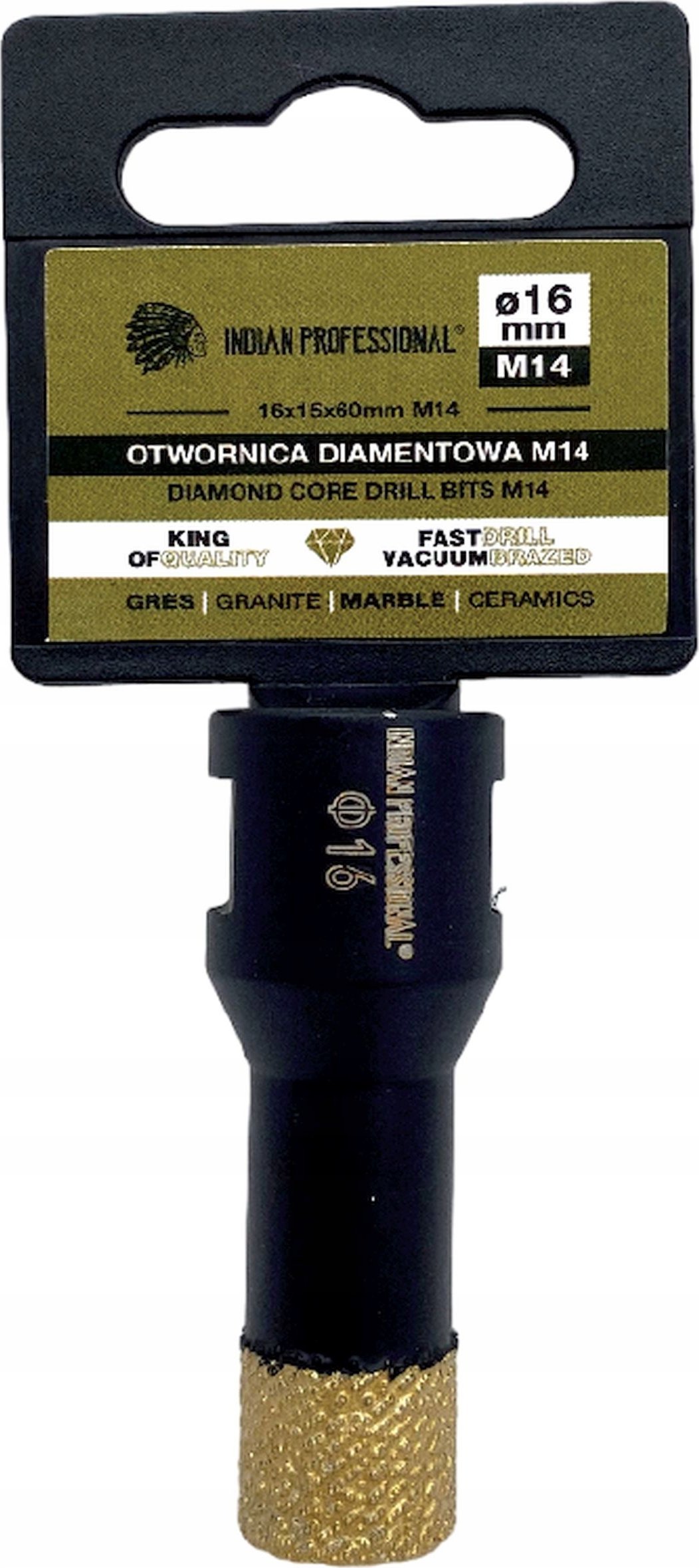 INDIAN PROFESSIONAL KORONA DIAMENTOWA M14 16mm WIERCENIE NA SUCHO /INDIAN PROFESSIONAL