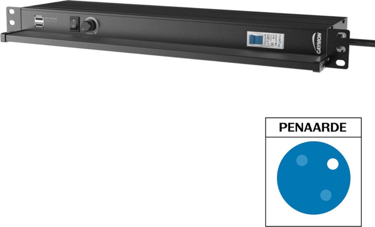 Caymon CAYMON PSR429F/B Listwa zasilająca 19" – 9 gniazd typu francuskiego, lampa LED/USB/bezpiecznik